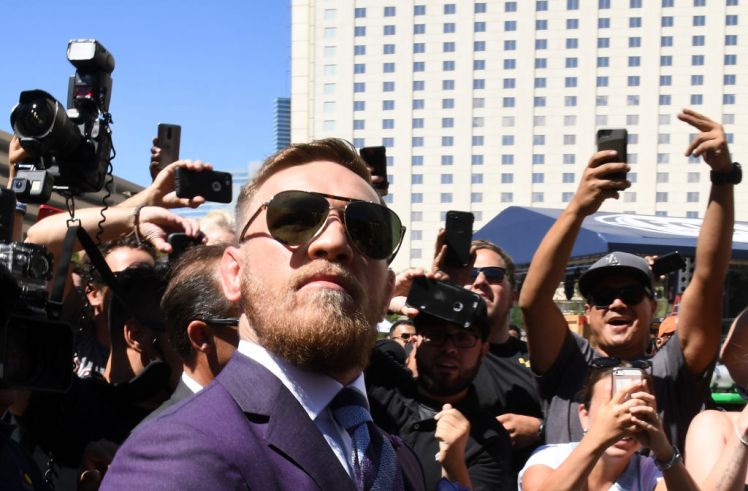 Conor McGregor at Mayweather vs. McGregor Press event