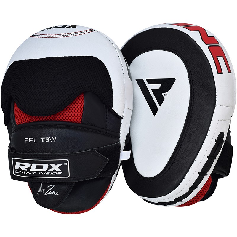 Black. white, red focus mitts