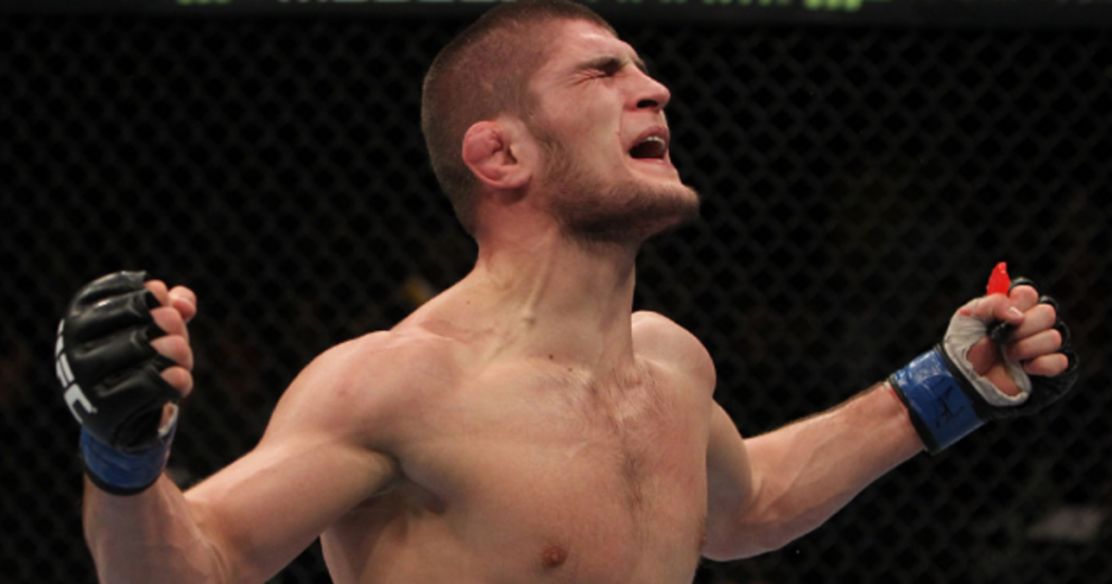 Nurmagomedov expressing joy in UFC ring