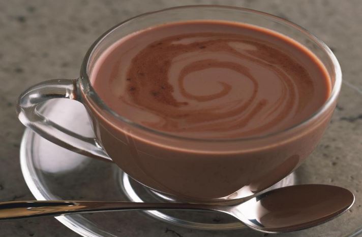 Hot chocolate in glass cup