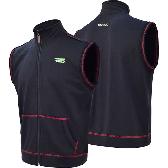 RDX 4B Sleeveless Black High Neck Terry Fleece Jacket