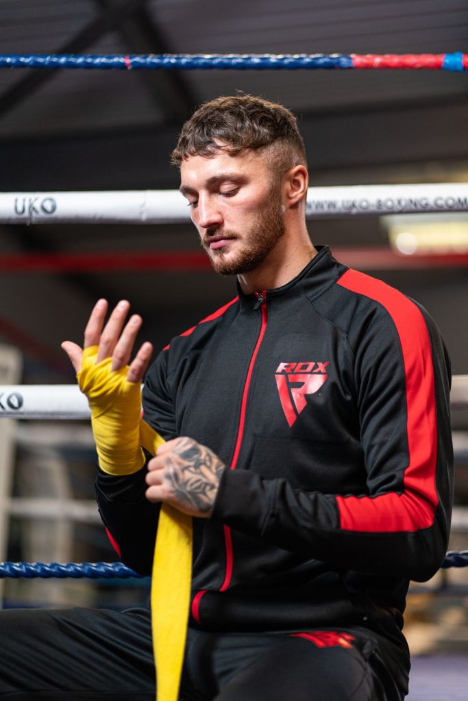 Zack Parker wearing hand wrap for protection