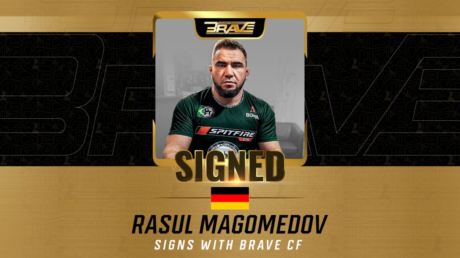 Undefeated German star Rasul Magomedov signs for BRAVE CF Rasul Magomedov