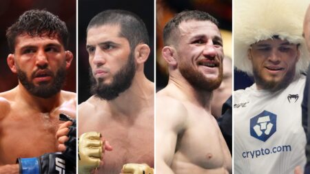 UFC 311: Islam Makhachev, Merab Dvalishvili to face title tests in Los Angeles Arman Tsarukyan, Islam Makhachev, Merab Dvalishvili, Umar Nurmagomedov