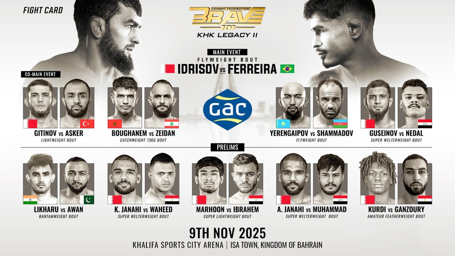 Full card announced for BRAVE CF 101 on November 9 BRAVE CF 101